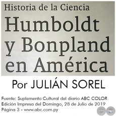 HUMBOLDT Y BONPLAND EN AMÉRICA - Por JULIÁN SOREL - Domingo, 28 de Julio de 2019